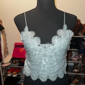 Spaghetti Strapped / Lace Crop Top